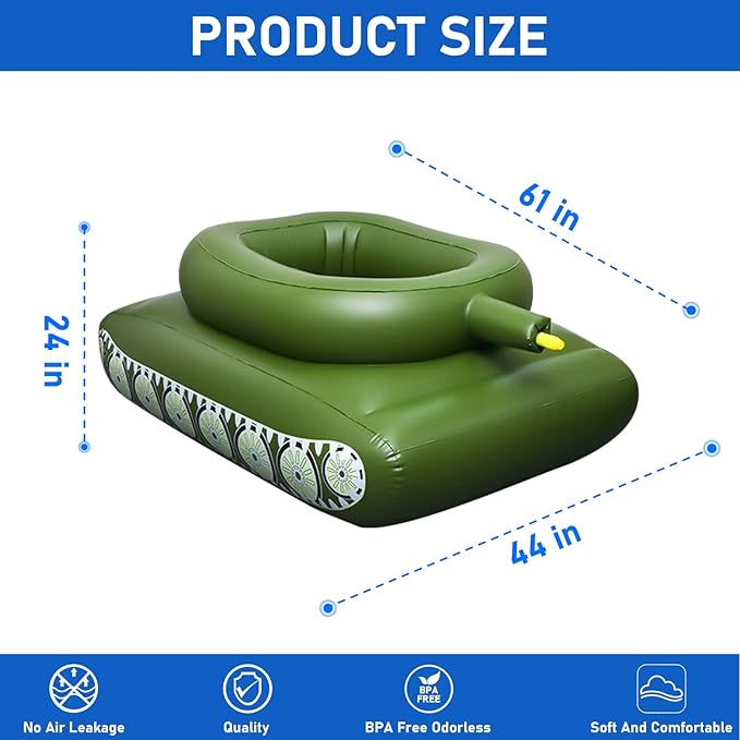 Inflatable Ship Float with Water Gun – Fun Tank-Shaped Ride-On Floaties for Kids and Adults for Summer Pool Parties