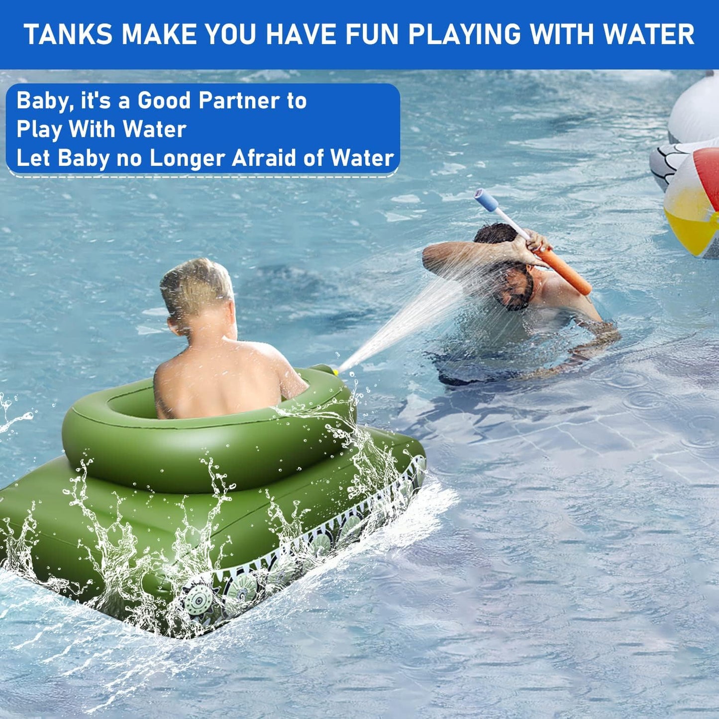 Inflatable Ship Float with Water Gun – Fun Tank-Shaped Ride-On Floaties for Kids and Adults for Summer Pool Parties