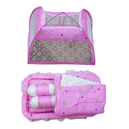 Baby Carry Nest with Full Size Mosquito Net Pink 6 Pcs