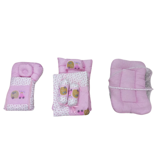 Baby Carry Nest with Mosquito Net Pink 7 Pcs