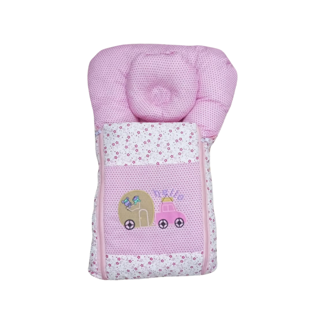 Baby Carry Nest with Mosquito Net Pink 7 Pcs