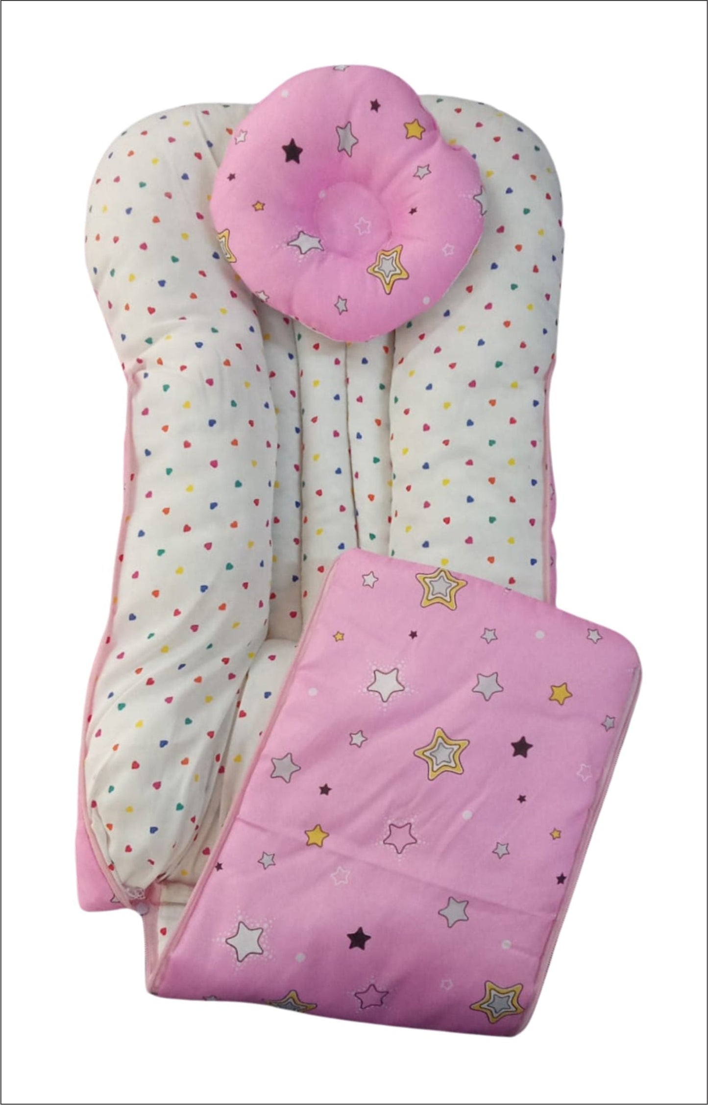 Baby Carry Nest with Mosquito Net Pink with Pillow